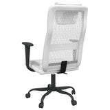 Office Chair Height Adjustable White Mesh Fabric and Faux Leather - 45-Degree Angle