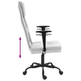 Office Chair Height Adjustable White Mesh Fabric and Faux Leather - Rear View