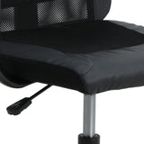 Office Chair Height Adjustable Black Mesh Fabric and Faux Leather - Close-Up Angle