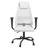 Office Chair Height Adjustable White Mesh Fabric and Faux Leather - Side View