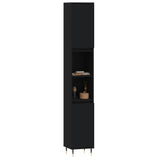 Bathroom Cabinet Black 30x30x190 cm Engineered Wood - Side View