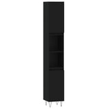 Bathroom Cabinet Black 30x30x190 cm Engineered Wood - Front View