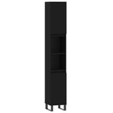 Bathroom Cabinet Black 30x30x190 cm Engineered Wood - Front View