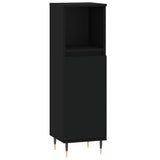 Bathroom Cabinet Black 30x30x100 cm Engineered Wood - Front View