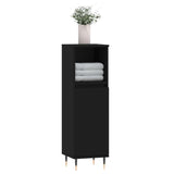 Bathroom Cabinet Black 30x30x100 cm Engineered Wood - Side View