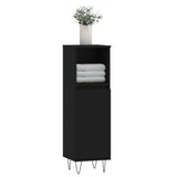 Bathroom Cabinet Black 30x30x100 cm Engineered Wood - Side View