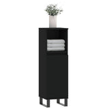 Bathroom Cabinet Black 30x30x100 cm Engineered Wood - Side View