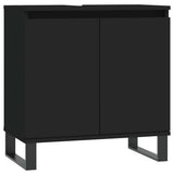 Bathroom Cabinet Black 58x33x60 cm Engineered Wood - Front View