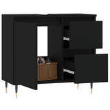 Bathroom Cabinet Black 65x33x60 cm Engineered Wood - Side View