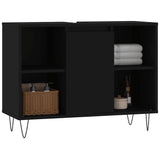 Bathroom Cabinet Black 80x33x60 cm Engineered Wood - Side View