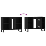 Bathroom Cabinet Black 80x33x60 cm Engineered Wood - Extra Image