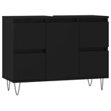 Bathroom Cabinet Black 80x33x60 cm Engineered Wood - Front View