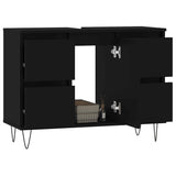 Bathroom Cabinet Black 80x33x60 cm Engineered Wood - Side View
