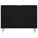 Bathroom Cabinet Black 80x33x60 cm Engineered Wood - Top-Down View