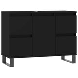Bathroom Cabinet Black 80x33x60 cm Engineered Wood - Front View