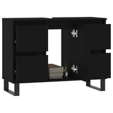 Bathroom Cabinet Black 80x33x60 cm Engineered Wood - Side View