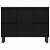 Bathroom Cabinet Black 80x33x60 cm Engineered Wood - 45-Degree Angle