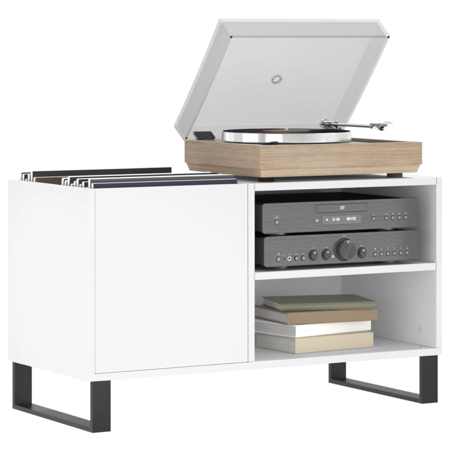 Record Cabinet White 85x38x48 cm Engineered Wood