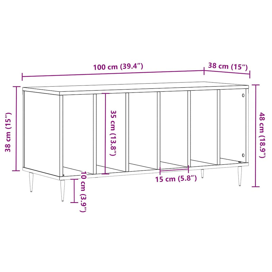 Record Cabinet Sonoma Oak 100x38x48 cm Engineered Wood