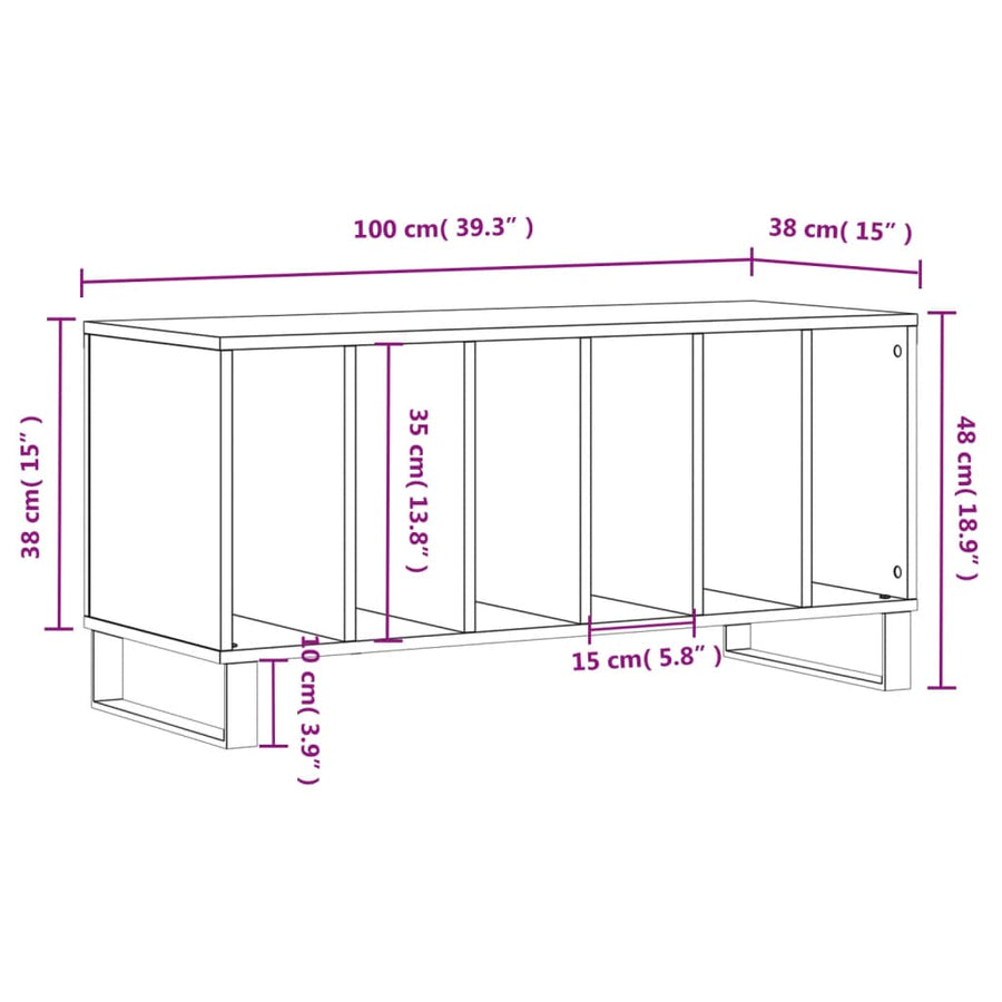 Record Cabinet Sonoma Oak 100x38x48 cm Engineered Wood