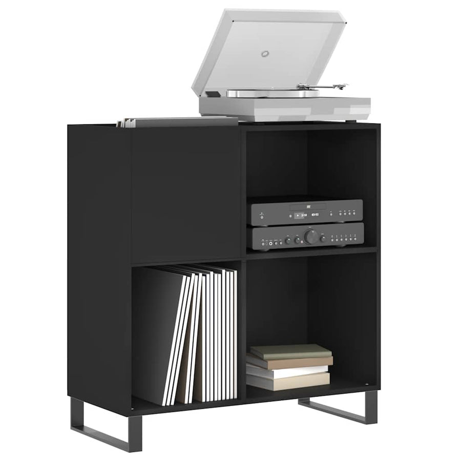 Record Cabinet Black 84,5x38x89 cm Engineered Wood