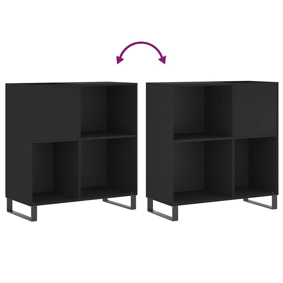 Record Cabinet Black 84,5x38x89 cm Engineered Wood