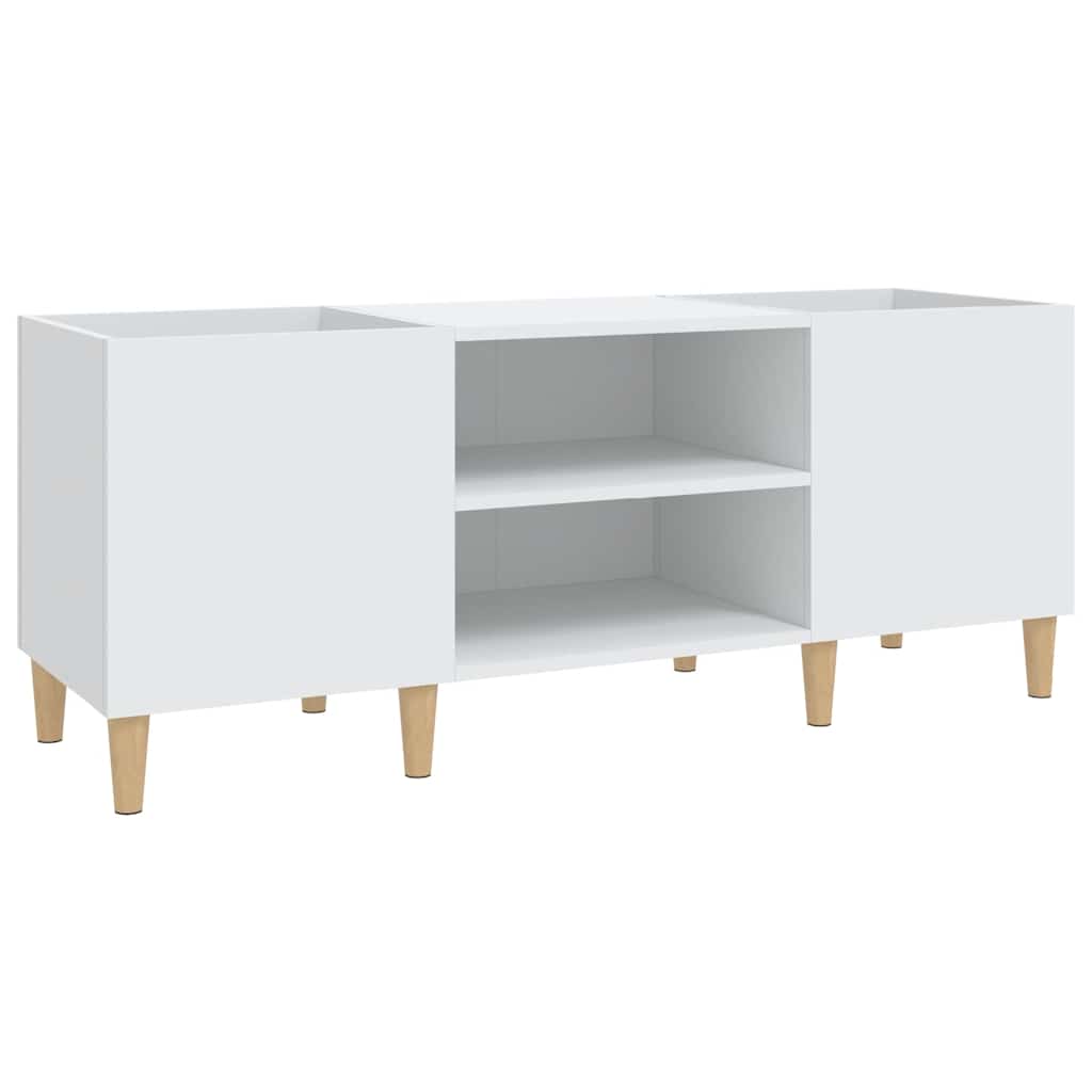Record Cabinet White 121x38x48 cm Engineered Wood