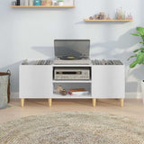 Record Cabinet White 121x38x48 cm Engineered Wood