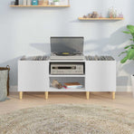 Record Cabinet White 121x38x48 cm Engineered Wood