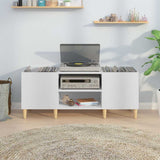 Record Cabinet White 121x38x48 cm Engineered Wood - Side View