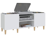 Record Cabinet White 121x38x48 cm Engineered Wood