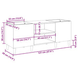 Record Cabinet White 121x38x48 cm Engineered Wood - Low Angle