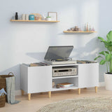 Record Cabinet White 121x38x48 cm Engineered Wood