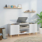 Record Cabinet White 121x38x48 cm Engineered Wood