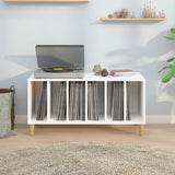 Record Cabinet White 100x38x48 cm Engineered Wood - Side View