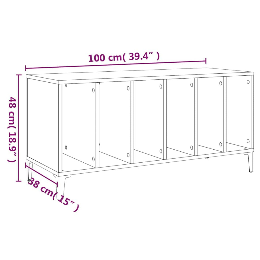 Record Cabinet White 100x38x48 cm Engineered Wood