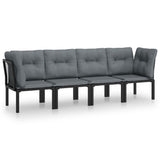 4 Piece Garden Lounge Set Black and Grey Poly Rattan