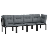4 Piece Garden Lounge Set Black and Grey Poly Rattan - Side View