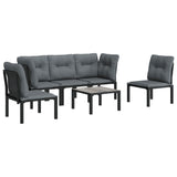 6 Piece Garden Lounge Set Black and Grey Poly Rattan - Side View