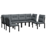 6 Piece Garden Lounge Set Black and Grey Poly Rattan - Side View
