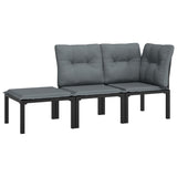 3 Piece Garden Lounge Set Black and Grey Poly Rattan - Side View