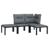 4 Piece Garden Lounge Set Black and Grey Poly Rattan - Side View