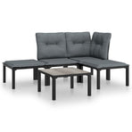 5 Piece Garden Lounge Set Black and Grey Poly Rattan