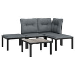 5 Piece Garden Lounge Set Black and Grey Poly Rattan