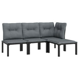 4 Piece Garden Lounge Set Black and Grey Poly Rattan