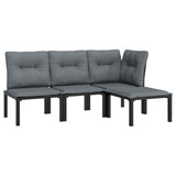 4 Piece Garden Lounge Set Black and Grey Poly Rattan - Side View