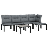 6 Piece Garden Lounge Set Black and Grey Poly Rattan - Side View