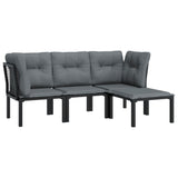 4 Piece Garden Lounge Set Black and Grey Poly Rattan - Side View