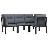 4 Piece Garden Lounge Set Black and Grey Poly Rattan - Side View