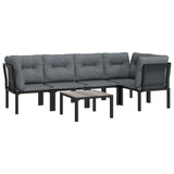 6 Piece Garden Lounge Set Black and Grey Poly Rattan - Side View